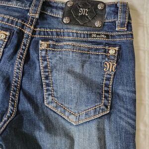 Miss Me Dark Blue Denim Boyfriend Cuffed Capris Size 27
